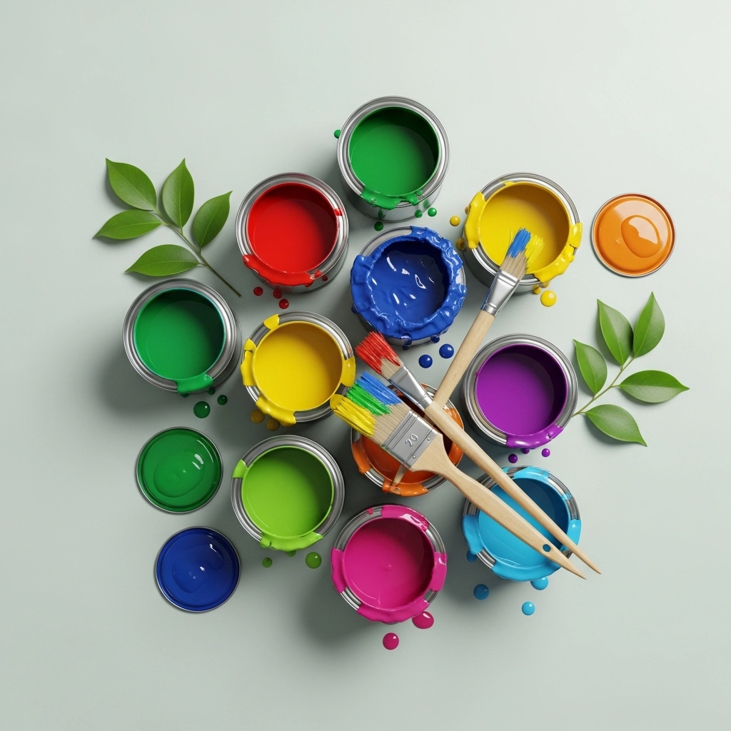 Colorful paint options representing eco friendly coatings for safe and low-impact surfaces