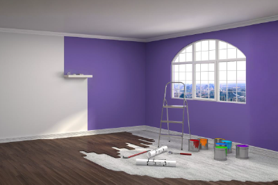 Architectural decorative paint finish applied to interior residential spaces